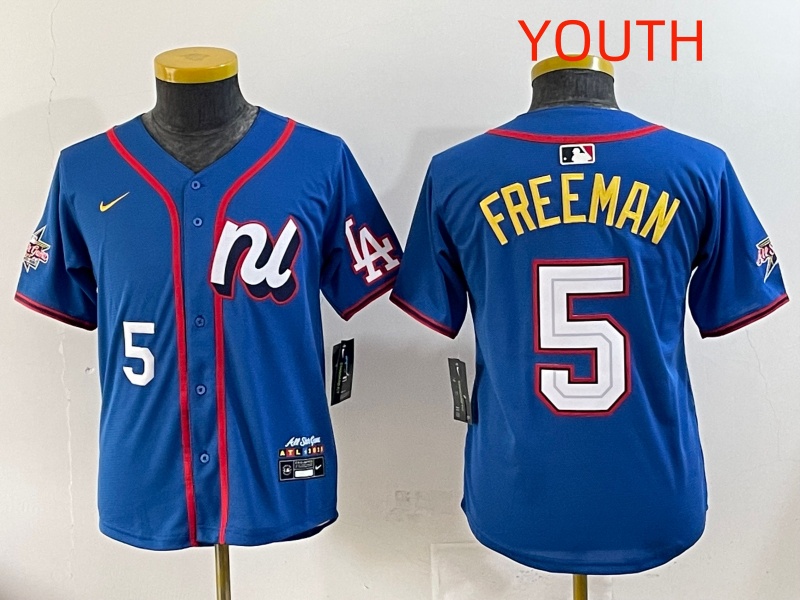 Youth 2025 Los Angeles Dodgers #5 Freeman Blue Nike 2025 MLB All Star Jersey style 004